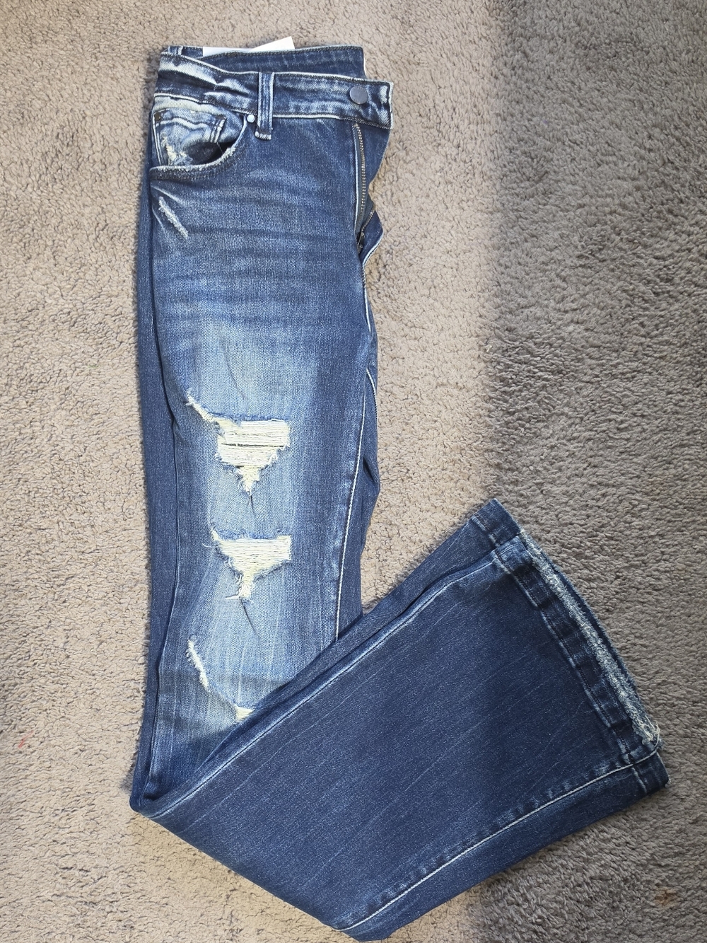 Tall Women's Distressed Blue Jeans, Flare 35" Inseam